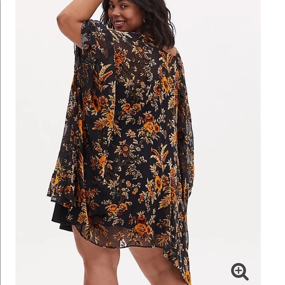 Torrid MULTI FLORAL BURNOUT RUANA kimono shrug - Picture 3 of 12